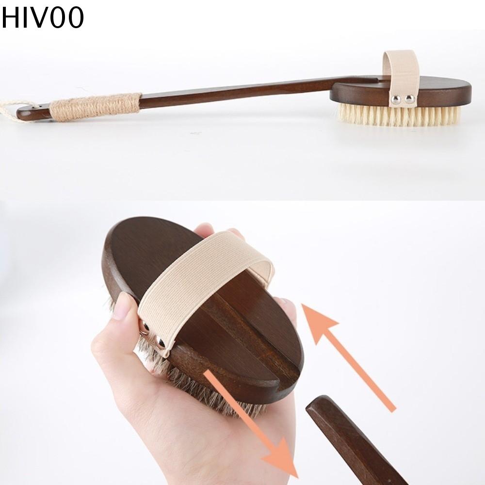 HIV00 Massage Bàn chải lưng tắm Thiết kế có thể tháo rời Tay cầm dài Bàn chải bờm ngựa Loại bỏ tẩy da chết Bằng gỗ Bàn chải lưng lông heo Tắm rửa Giá 166,000 Đồng*Miễn phí vận chuyển