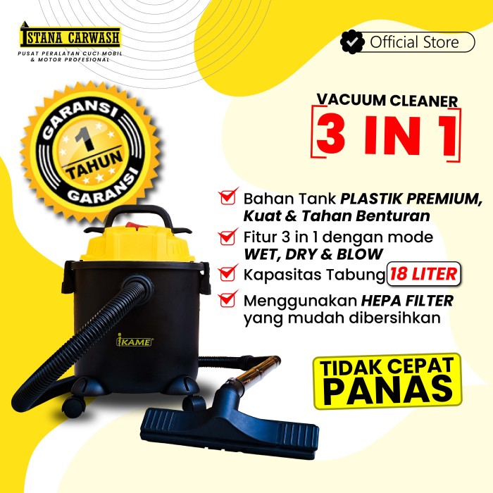 VACUUM CLEANER IKAME WET, DRY N BLOW (3 IN 1)-desshop99 Harga 1,329,000 rupiah*Gratis Ongkir