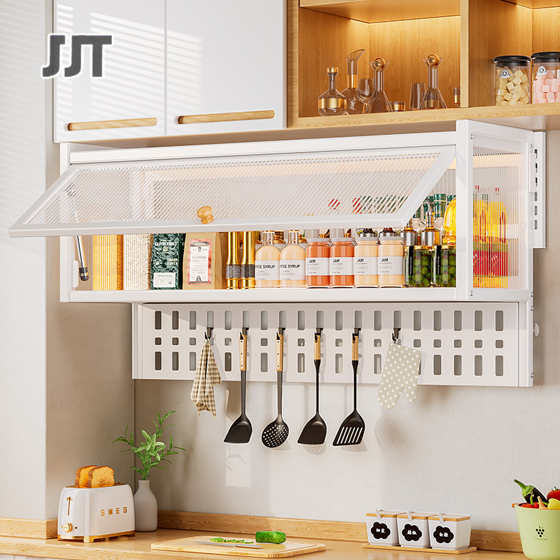 Dust-proof, non-perforated, wall-mounted, kitchen microwave oven, shelf hanging cabinet, seasoning pots and pans under the hanging cabinet, multi-functional storage cabinet ราคา 1,612 บาท*ส่งฟรี