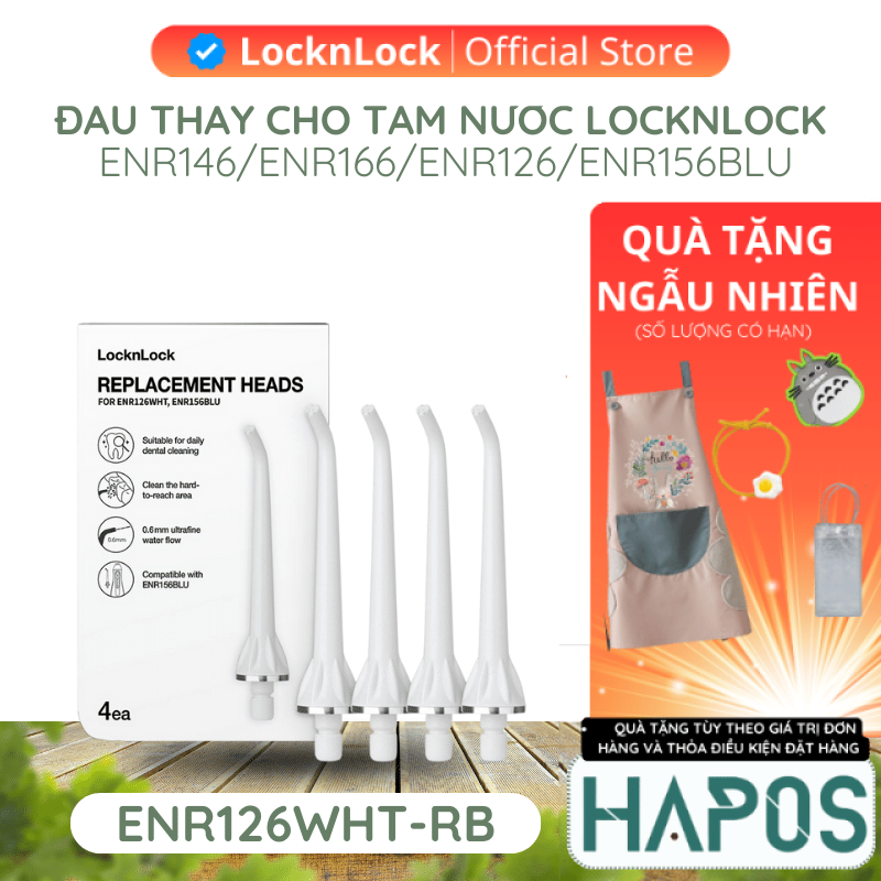 Bộ 4 đầu thay thế máy tăm nước LocknLock ENR126WHT_RB - Hàng chính hãng - HAPOS