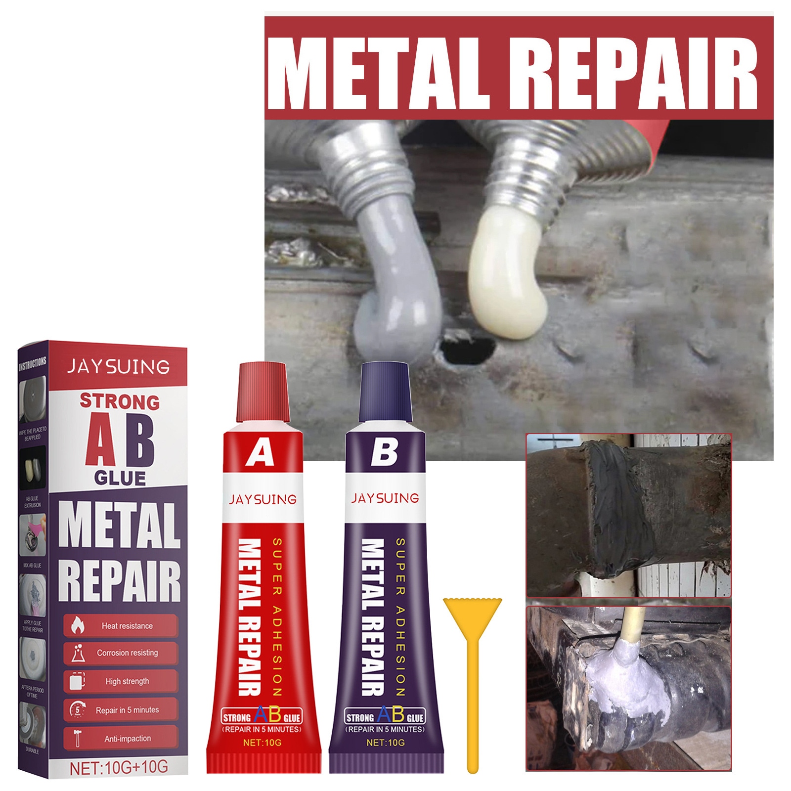 ✗☎ 1-2pcs 20g Magic Repair Glue AB Metal Strength Iron Bonding Heat Resistance Metal Repair Adhesive Agent Caster Glue Welding Glue