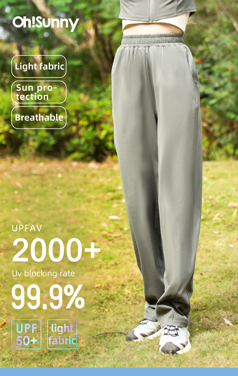 OhSunny Women's Sweat Pants Sunscreen Loose Cooling Breathable Trousers Anti-UV UPF 50+ Slimming Thin Pants · v2