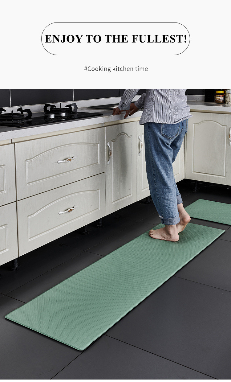Long Kitchen Mat PU Leather Floor Mats Waterproof Oil Proof Non