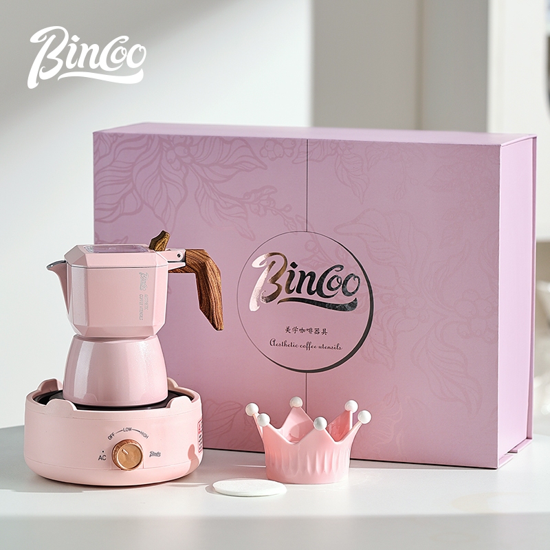 BINCOO Coffee Espresso Set Pink Double Valve Moka Pot Set Coffee Pot Powder Distributor Filter Set Birthday Gift Best Gift ราคา 1,943 บาท*ส่งฟรี