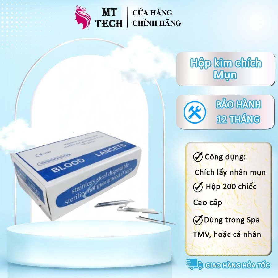 Kim chích mụn kim lấy các loại mụn 1 hộp 200 chiếc cao cấp