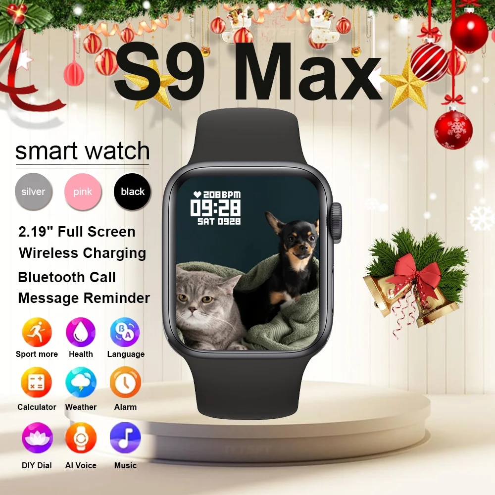 Đồng hồ thông minh S9 Max cuộc gọi Bluetooth Âm Nhạc Ngủ Ghi Âm Thể Thao Chế Độ 2.19 HD màn hình lớn Đồng hồ thông minh cho IOS Android Phụ Nữ Người Đàn Ông Smartwatches Cho Trẻ Em