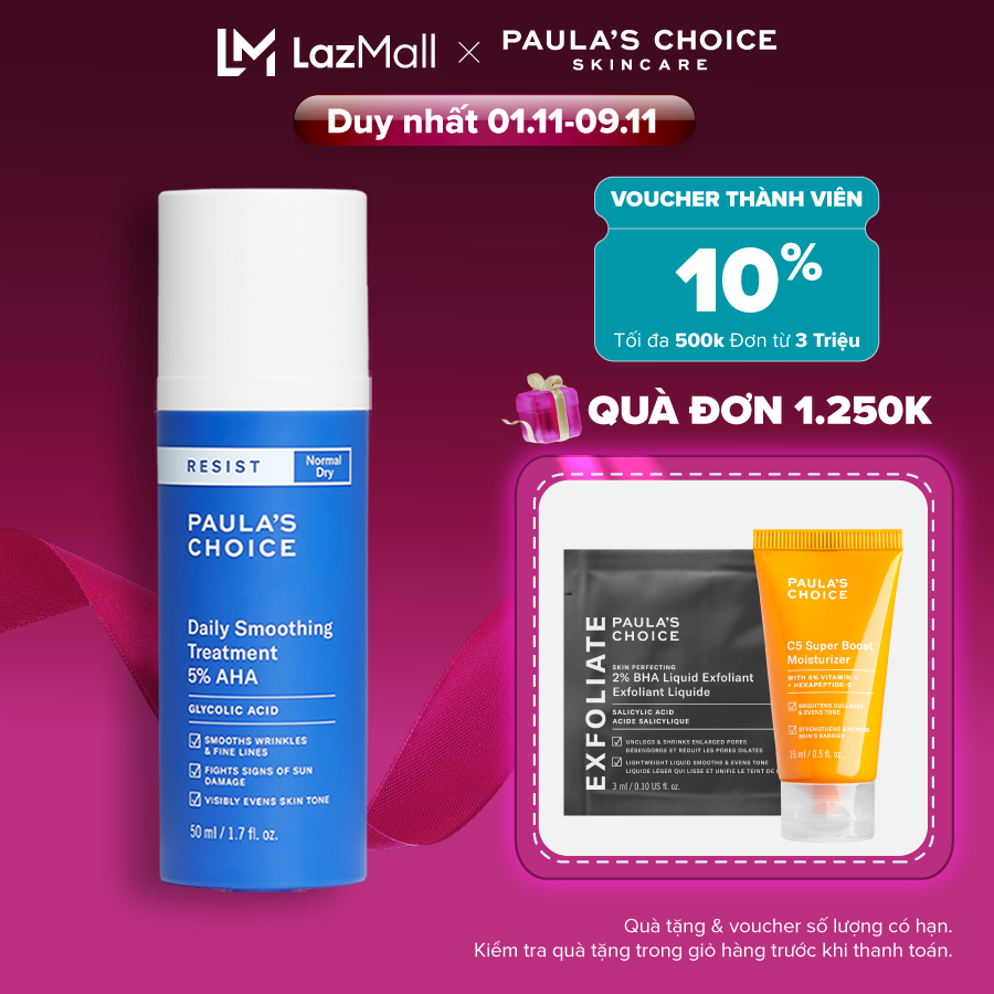 Kem tẩy da chết bề mặt làm sáng mịn và đều màu da Paula’s Choice RESIST Daily Smoothing Treatment W