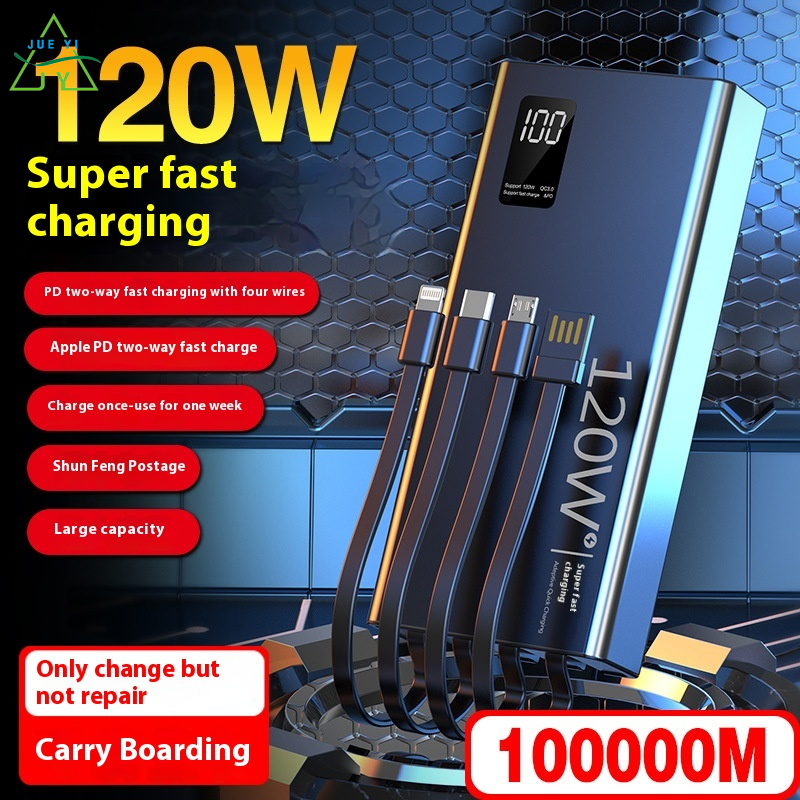 KS Super fast 120W power bank 100000 mAh suitable for Apple vivoppo Huawei 220V large capacity ราคา 377 บาท*ส่งฟรี