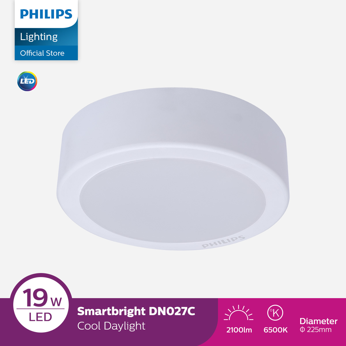 Lampu Philips Downlight DN027C G3 LED20/CW 19W 220-240V D225 6500K Putih