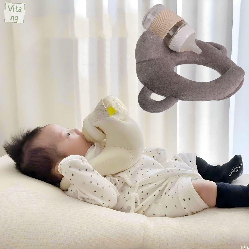 VITANG Có thể điều chỉnh Giá đỡ bình sữa tự ăn cho bé 2 tay cầm bên Rảnh tay Dụng cụ sửa bình sữa cho trẻ sơ sinh Mềm mại Không trượt Đệm hỗ trợ cho con bú Chăm sóc trẻ sơ sinh