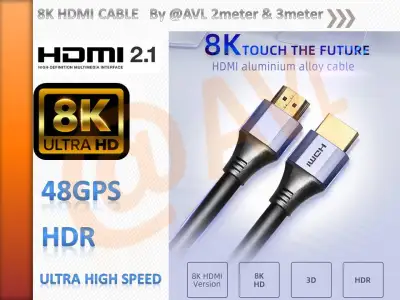 AVL 8K 48Gpbs Ultra High Speed HDMI Cable , available cable length 2 meter