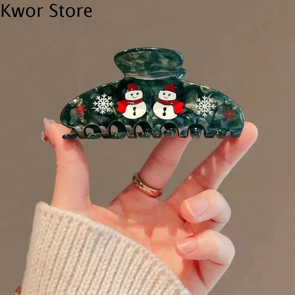 DETFRG Hoạt hình Phụ kiện đội đầu giáng sinh axit axetic Không thấm nước Phong cách Hàn Quốc Kẹp tóc nam bánh gừng Phụ kiện tóc Cây Kẹp cá mập ông già Noel Phụ nữ