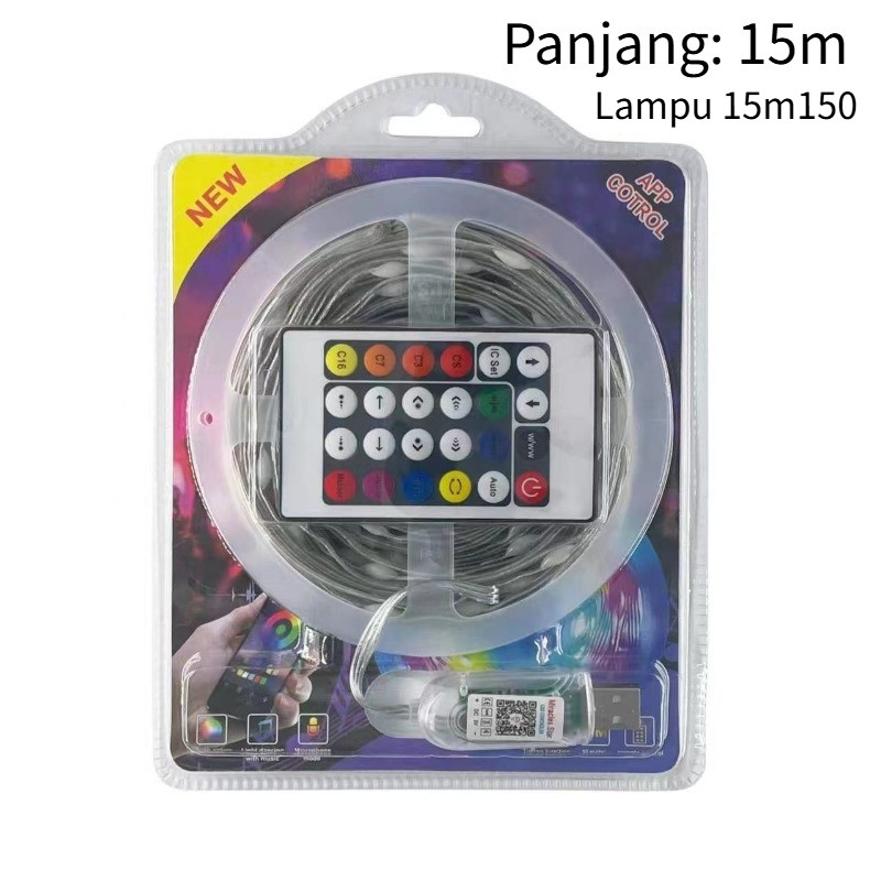 20M Lampu LED Warna-warni Led Paket Lampu Paket LED Neon Flex RGB APP Kendali Jarak Jauh Cocok Untuk Party & Kamar Tidur