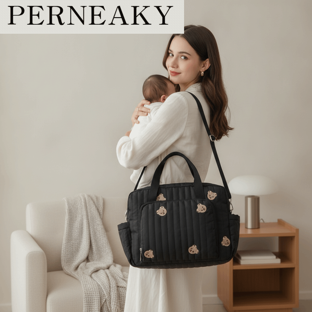 PERNEAKY น้ำหนักเบา ที่จัดเก็บผ้าอ้อม ความจุขนาดใหญ่ การ์ตูน กระเป๋าถือผ้าฝ้าย ทนทาน ผ้าฝ้าย กระเป๋าสะพายแม่ การดูแลทารก ราคา 351 บาท*ส่งฟรี