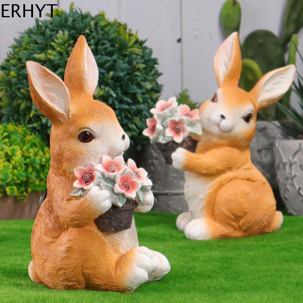 ERHYT Nhựa Đèn năng lượng trời hình bướm Tượng Mèo Hoạt hình Giống như thật Tượng thỏ Trang trí sân vườn Sáng Tạo Đèn cảnh quan Vườn