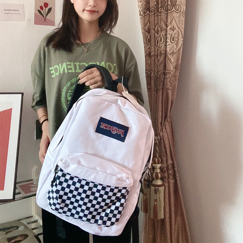 【HOT NEW】 JanSport jess blue black and white checkerboard backpack backpack tide male and female