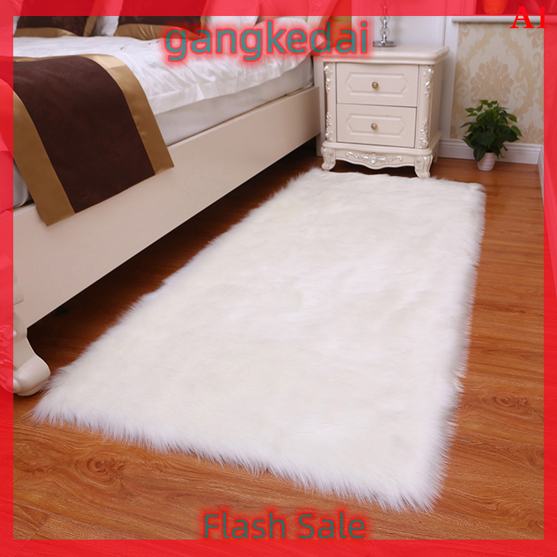 Gangke Mềm da cừu sang trọng Thảm giả cạnh giường ngủ Mat phòng ngủ trang trí sofa đệm trắng sang trọng Thảm màu Đỏ phòng khách lông thảm