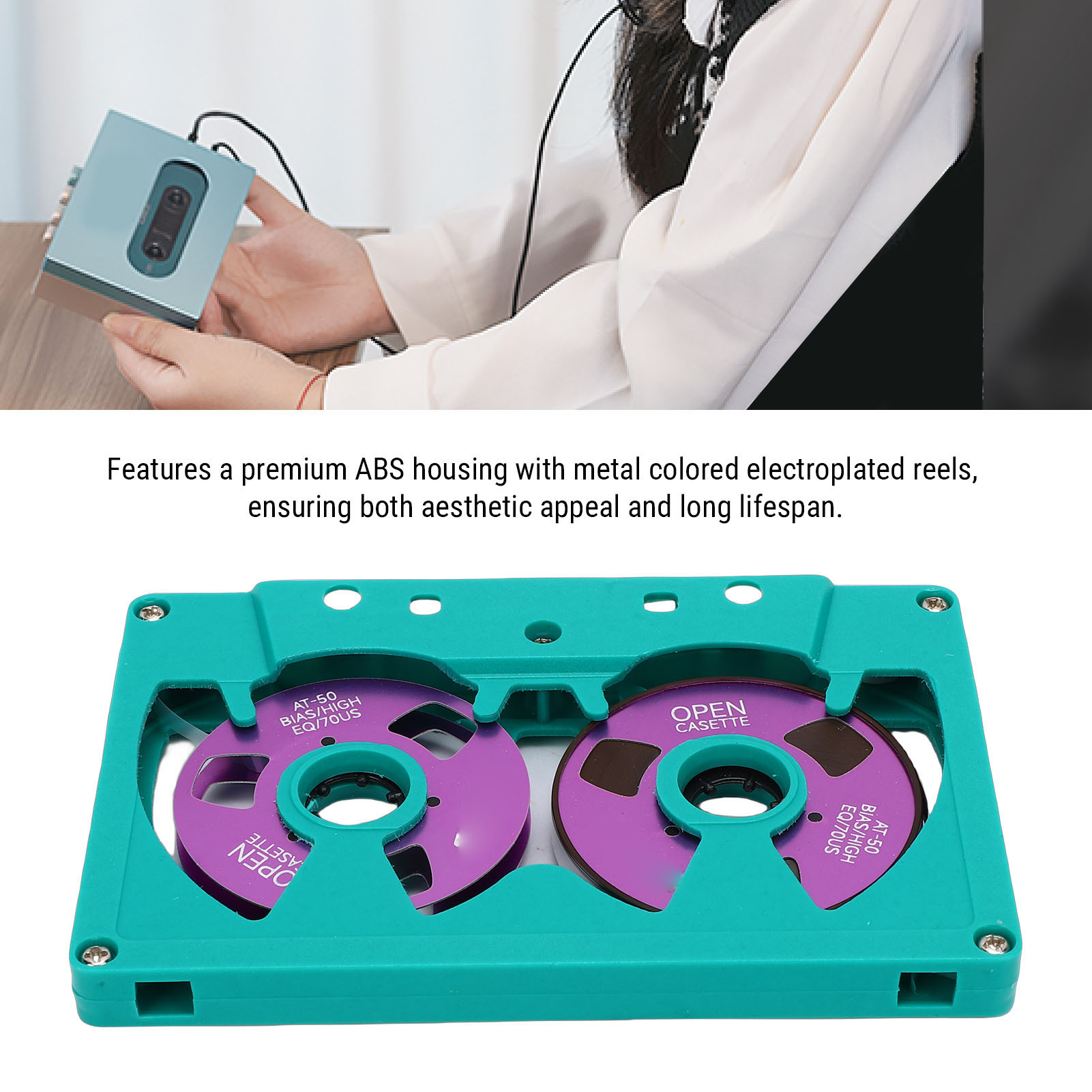 Bewinner Retro Trống băng cassette 50Min Hình Ảnh Di Chuyển Reel Hiệu Ứng ABS & Kim Loại Hợp Kim ghi âm âm nhạc Cho Các Nhạc sĩ & Ban Nhạc