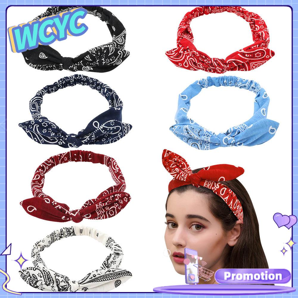 WCYC Đồ cũ đàn hồi Mềm Băng đô Băng đô cài tóc cho bé gái Khăn rằn In băng đô