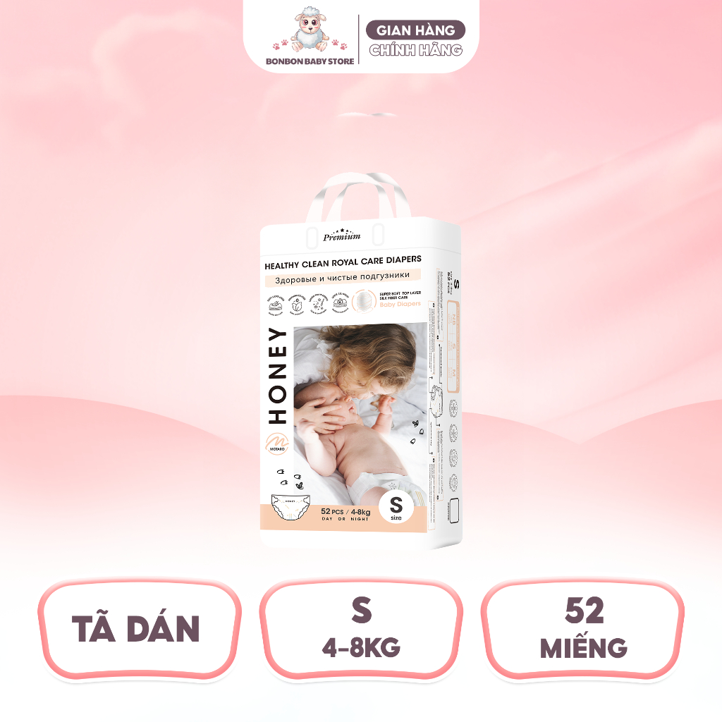 [1 BỊCH] Tã Bỉm Dán/Quần Honey Premium Chính Hãng Đủ Size Cho Bé Thoải Mái 4-20kg - 2