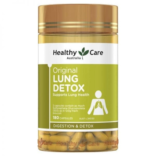 Thải độc phổi Healthy Care Lung Detox giúp bảo vệ phổi khỏe mạnh hộp 180