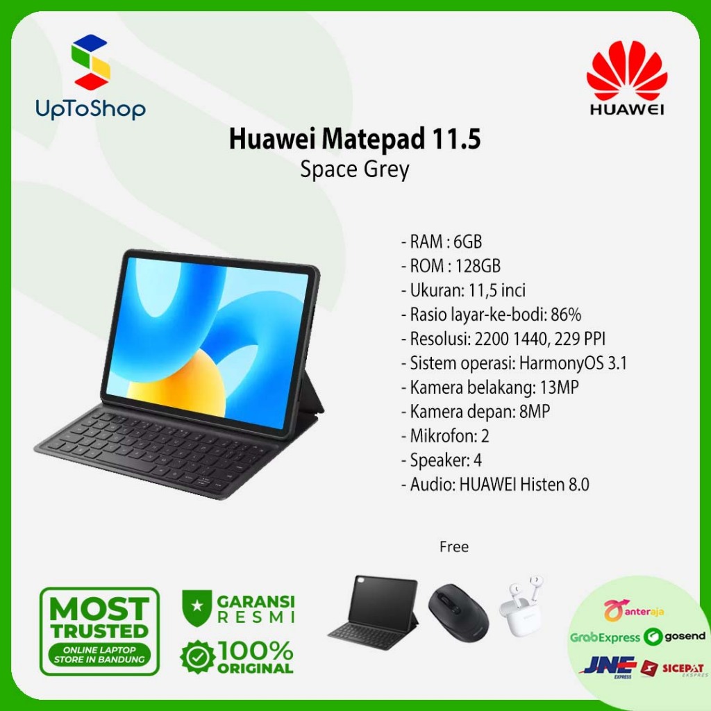 HUAWEI MatePad 11.5" Tablet [6+128GB] |PC-Level Productivity|120Hz - Merek UPTOSHOP Harga 4,519,000 rupiah*Gratis Ongkir