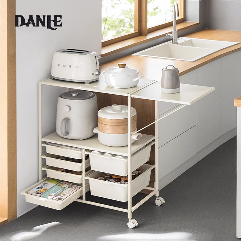 Multi-storey sideboard, kitchen shelf, floor-to-ceiling, multi-functional movable cart, living room storage cabinet, household storage rack ราคา 1,932 บาท*ส่งฟรี