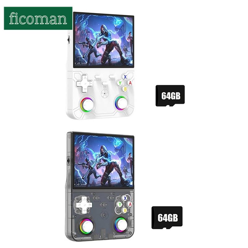 อุปกรณ์เกมมิ่งและเกม Ficoman R36 Ultra X คอนโซลเกม Retro 4.5 นิ้วหน้าจอ IPS 64GB เปิดกระเป๋าผู้เล่น 2.4G WiFi คอนโซลเกมมือถือ