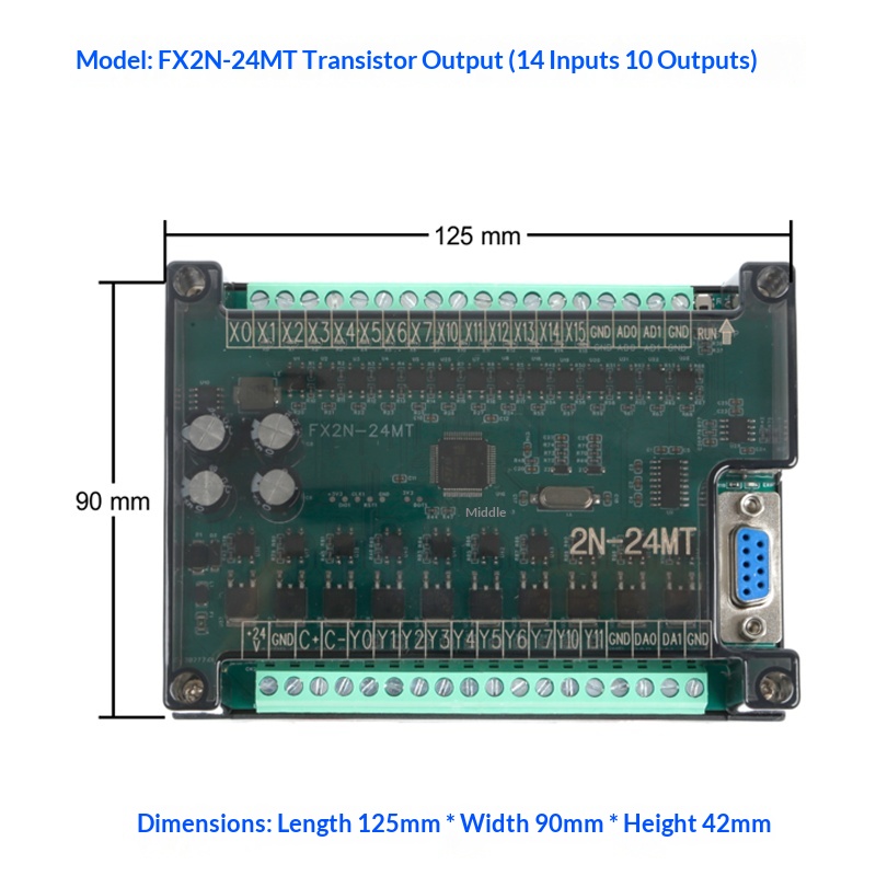 Board Mạch PLC Mitsubishi HH FX2N-24MT Có Vỏ | TÙY CHỌN FX2N 10MT/MR - 32MT/MR AD/DA-232 HH2N tải chương trình RS232 DB9 nguồn điện 24V GX-Works2