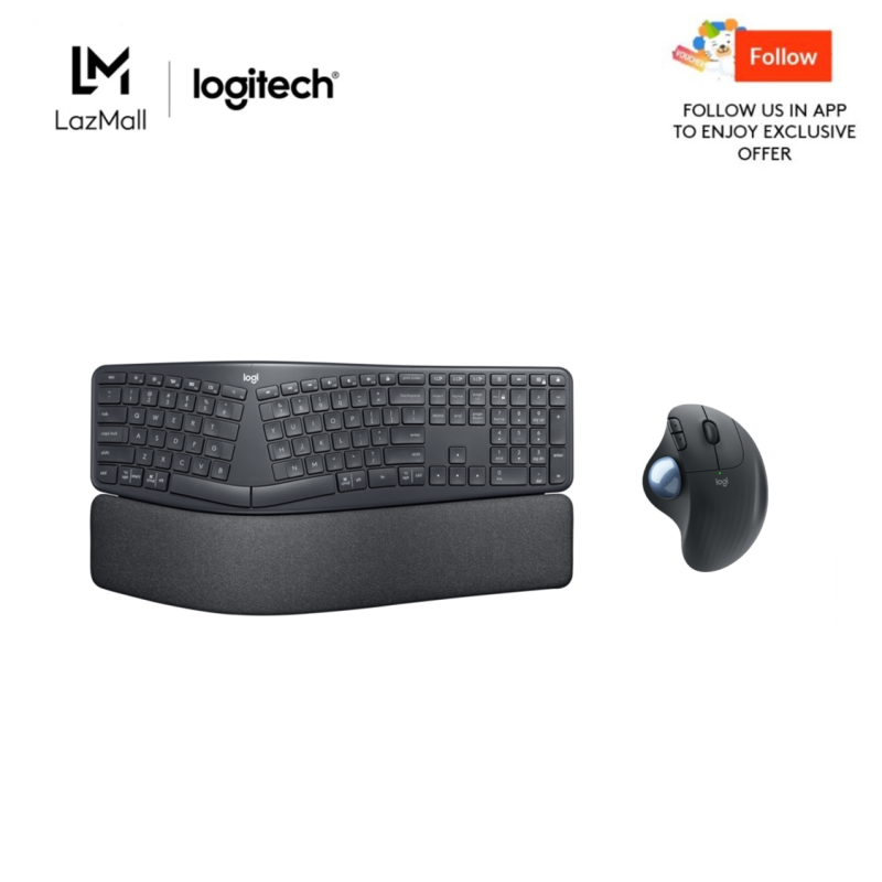 Logitech Ergo K860 Wireless Split Keyboard + Logitech ERGO M575 Wireless Trackball with Smooth Tracking Singapore