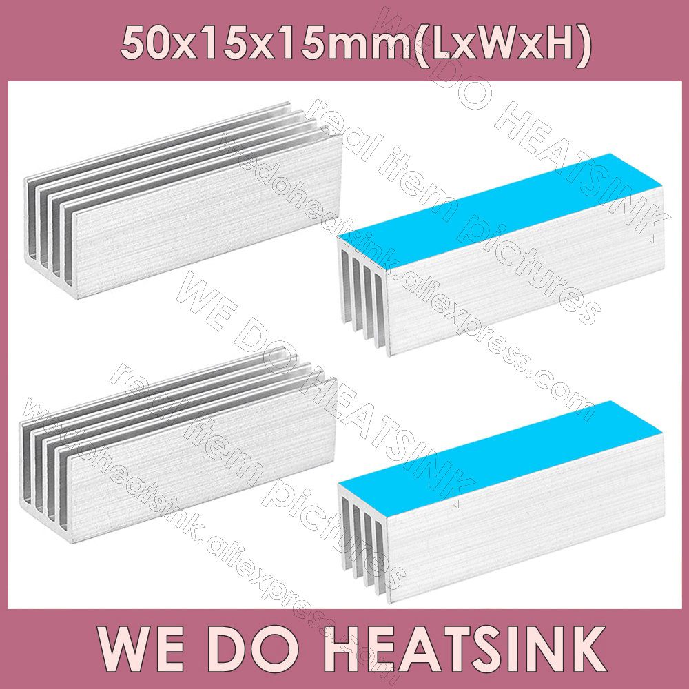 Kami melakukan tản nhiệt 50x15x15mm tanpa atau với miếng tản nhiệt Tản nhiệt elektronik cho GPU IC chip đèn LED làm mát