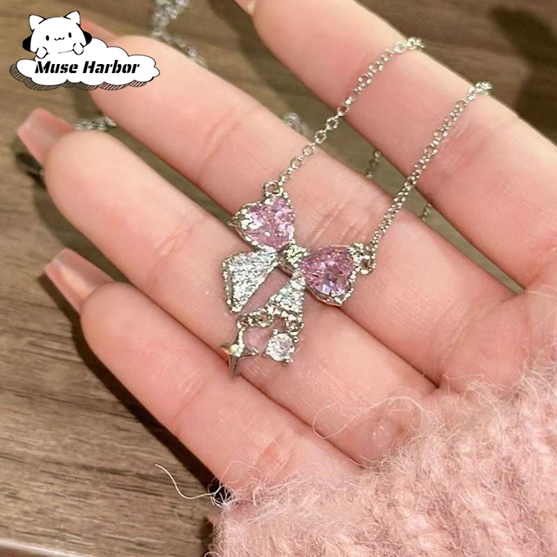 Muse Harbor สร้อยคอรูปโบว์หัวใจสไตล์สตาร์ไลท์สำหรับผู้หญิง ดีไซน์พิเศษหวานแหวว ราคา 10 บาท*ส่งฟรี