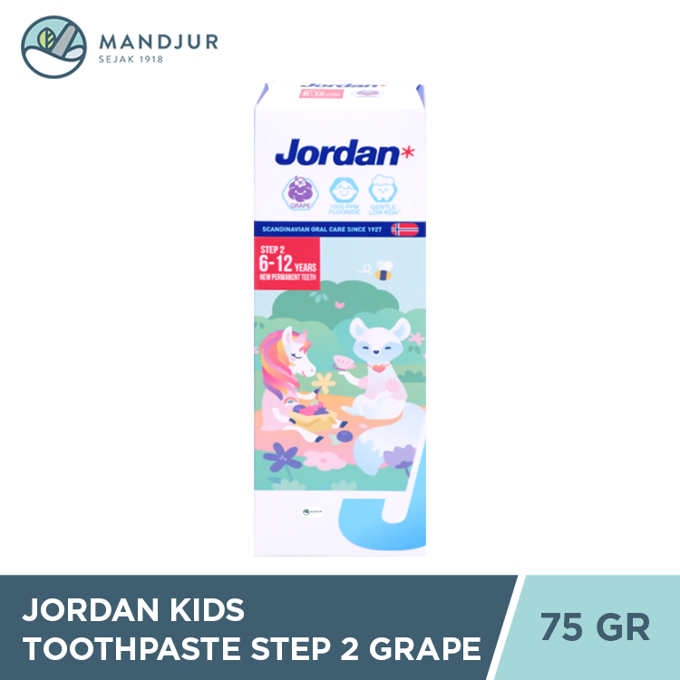 Jordan Oral Care Kids Toothpaste Step 2 (6-12 Tahun) Grape - Pasta Gigi Anggur Anak