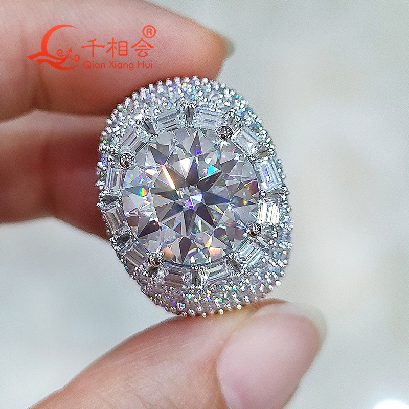 12mm big Thick edge stone ring Sterling 925 Silver hip hop round Moissanite Ring Men women Diamonds Male fine Jewelry ราคา 20,737 บาท*ส่งฟรี