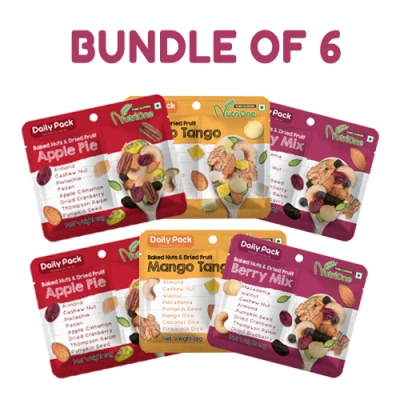(Bundle of 6) Nutrione Daily Pack Baked Nuts & Dried Fruit 28g Variety Pack (3 Flavours x 2 Packets Each)