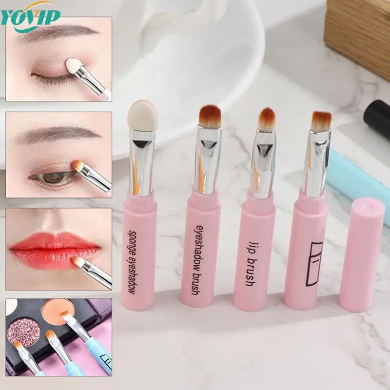 Makeup Brush Mini Eyeshadow Lip Makeup Brushes 4 In 1 Detachable Cosmetic Pen Brushes Portable Profe