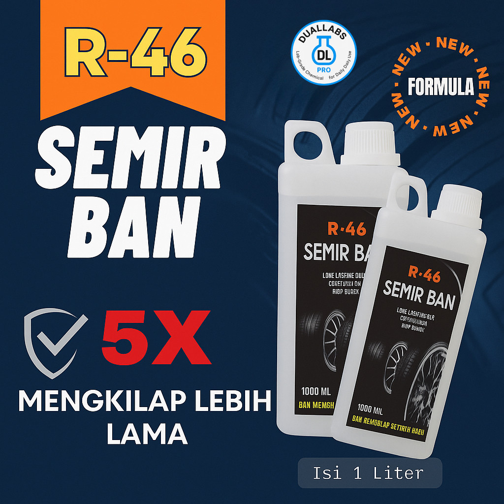 semir ban untuk motor dan mobil R-46 ukuran 1000ml 1 liter pengkilap wet look tahan lama penghitam magic gel basah awet cairan formula premium Harga 30,000 rupiah*Gratis Ongkir