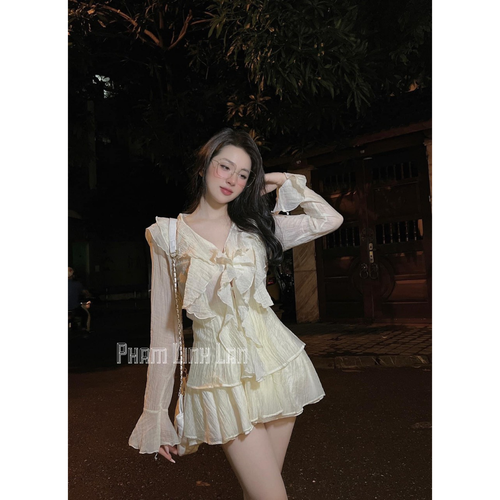 Set tơ bèo dài tay mix chân váy hot hit