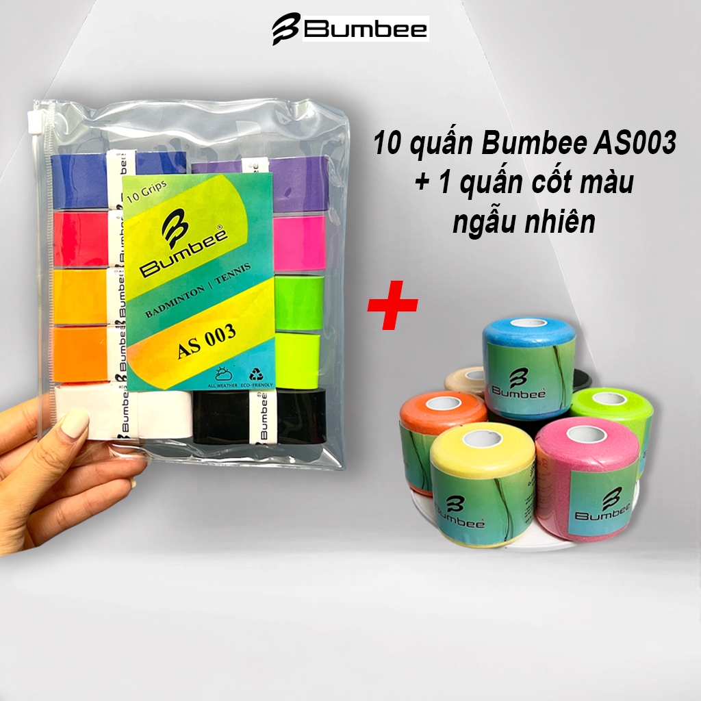 [COMBO QUẤN CÁN] 10 quấn cán BUMBEE B AS 003 và 1 cuốn cốt vợt màu ngẫu nhiên Vợt Cầu Lông - Hàng Chính Hãng