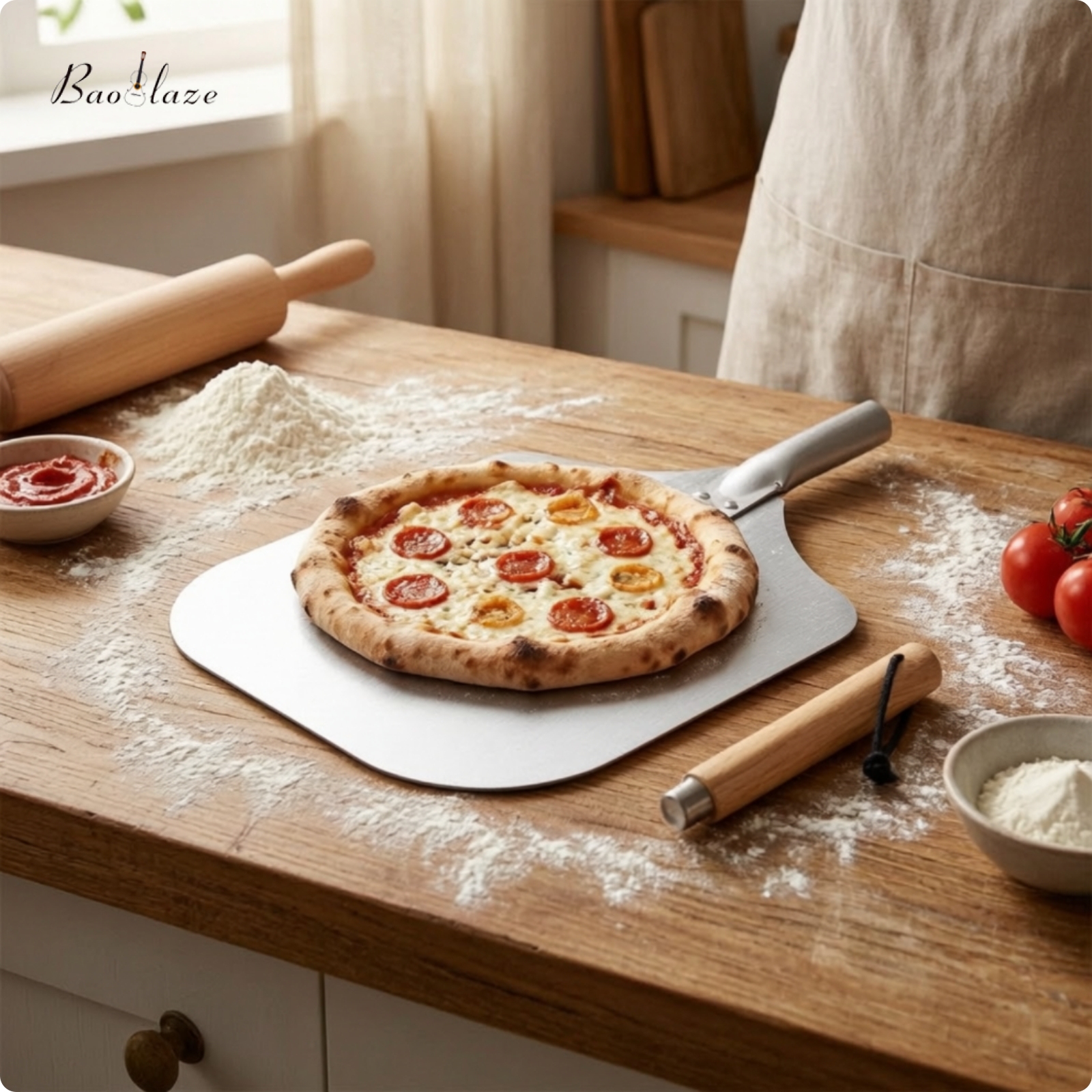 Baoblaze Thin Metal Pizza Peel Rigid Pizza Peel with Detachable Handle Portátil Bakeware Antiadherente for Home Bakers ราคา 3,035 บาท*ส่งฟรี