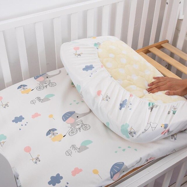 ทารกแรกเกิดผ้าปูเตียงลินินผ้าปูเตียงยืดหยุ่นผ้าฝ้ายกันน้ำ Cot Cradle แผ่น Crib ที่นอน Protector อุปกรณ์เสริมสำหรับทารก