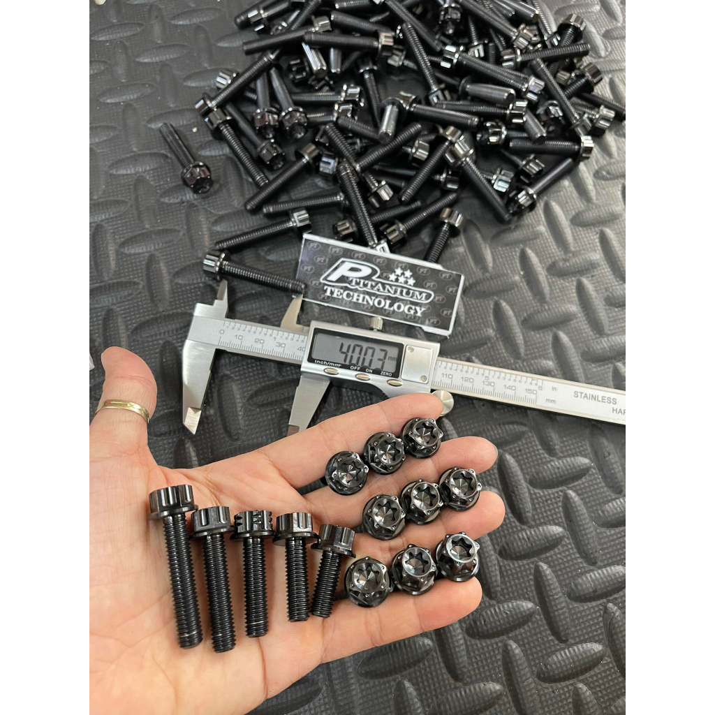 (Titanium Đen PVD) Ốc Titan Gr5 Đen 8li20 8li25 8li30 8lli35 8li40 8li50 8li60 Probolt Salaya H9D16, M8x20 25 30 35 40