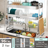 SJorage 304 Stainless Steel Sink Rack Over Sink Dish Rack Honeycomb Coating Kitchen Organizer