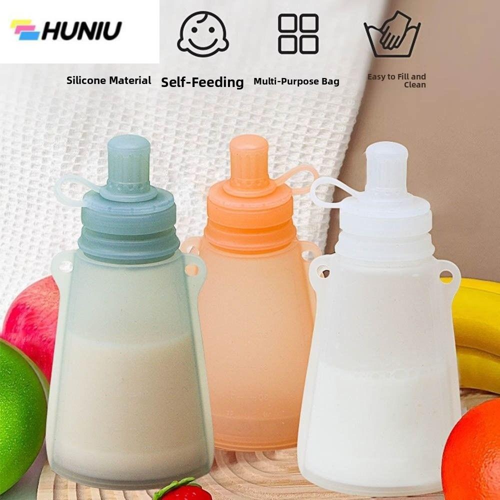 HUNIU ปลอดสาร BPA กระเป๋าใส่อาหารเด็กซิลิโคน นำกลับมาใช้ใหม่ได้ สามารถเติมได้ ถุงเก็บนม ใช้งานได้หลากหลาย ปิดผนึกการจัดเก็บ ภาชนะบรรจุอาหารเด็ก ผลิตภัณฑ์ดูแลเด็ก ราคา 230 บาท*ส่งฟรี