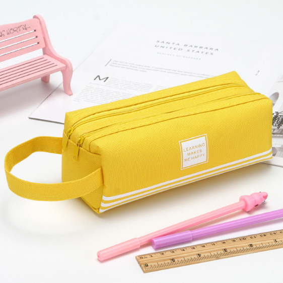 TAS Kotak Pensil Dan Stationery Dual Zipper Tempat Alat Tulis Perlengkapan Sekolah 2 Sisi Kotak Pensil 2 Pouch