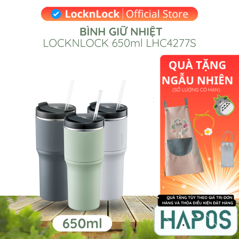 Ly giữ nhiệt LocknLock 650ml LHC4277S Metro Drive thiết kế để vừa trên ô tô - Hàng chính hãng kèm ống hút và cọ - HAPOS OFFICIAL
