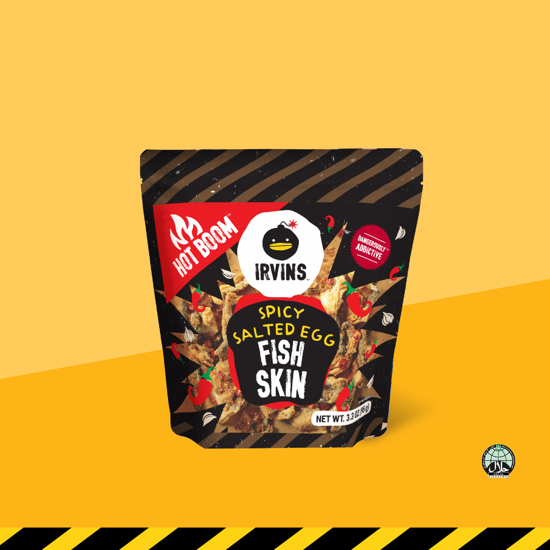 IRVINS หนังปลาทอดกรอบเคลือบไข่เค็มรสเผ็ด (Spicy Salted Egg Fish Skin) ขนาด 95 g ราคา 260 บาท*ส่งฟรี