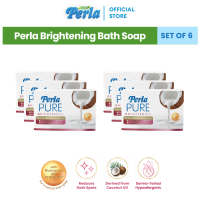 Perla Pure Brightening Soap - Set of 6  Niacinamide  Gentle  Hypoallergenic  Coconut Oil  Natural