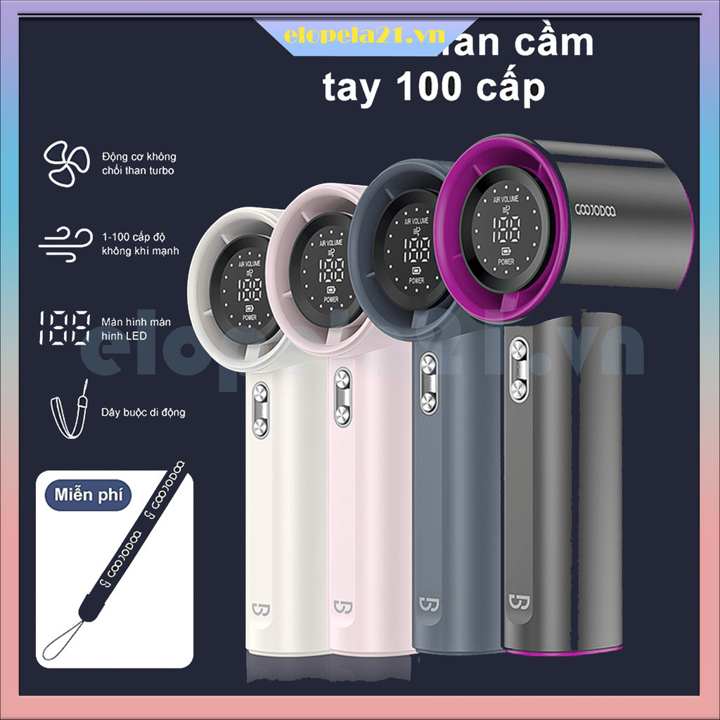 Mini Fan Portable Rechargeable Jet Fan 100 Gear Strong Wind Speed ​​Turbo Fan Digital Display Metal Body with