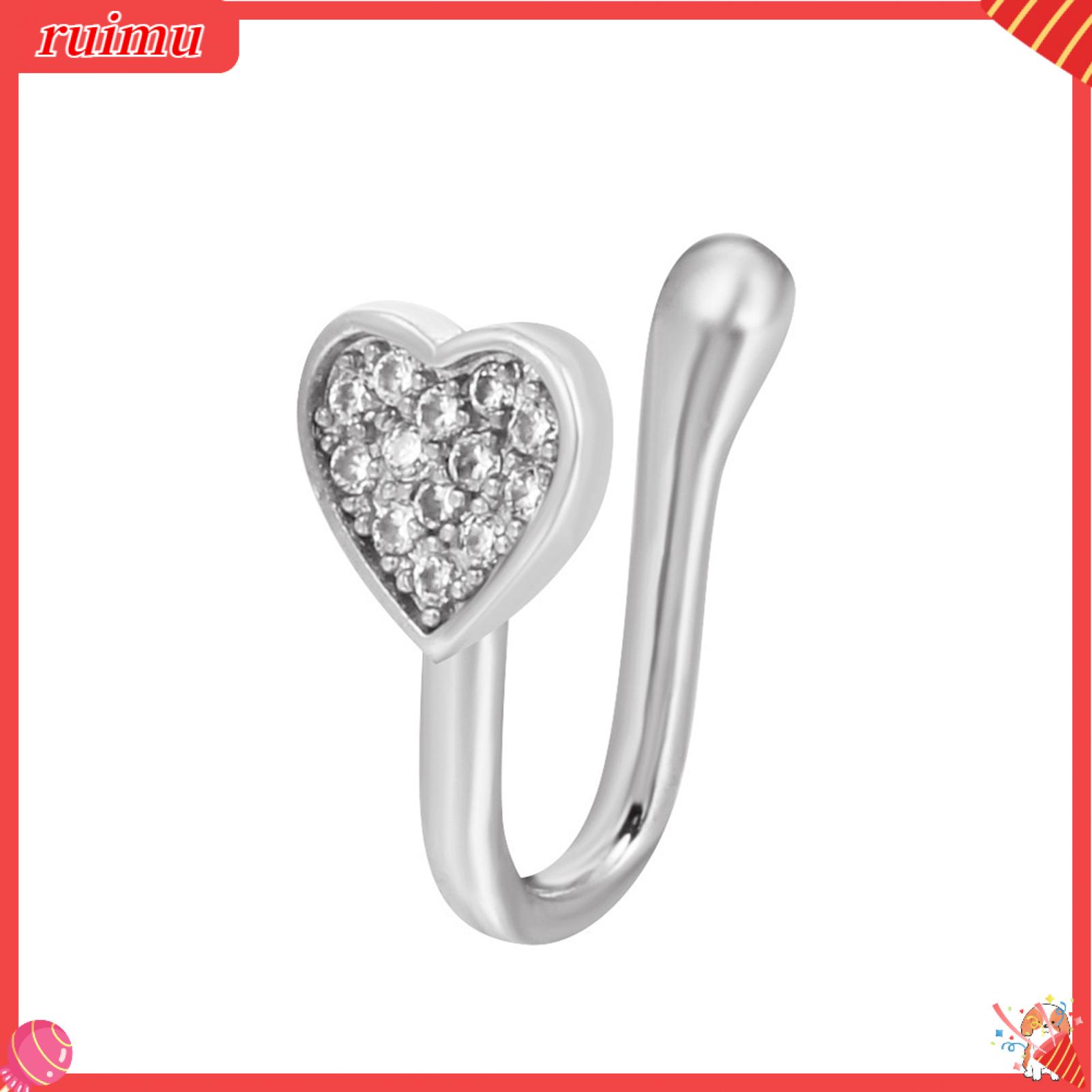 Ruimu kẹp mũi không xuyên hình chữ U đa phong cách unisex kim cương giả lấp lánh đuôi cá giả mũi Cuff Vòng vành nẹp trang sức thời trang kẹp mũi đa phong cách